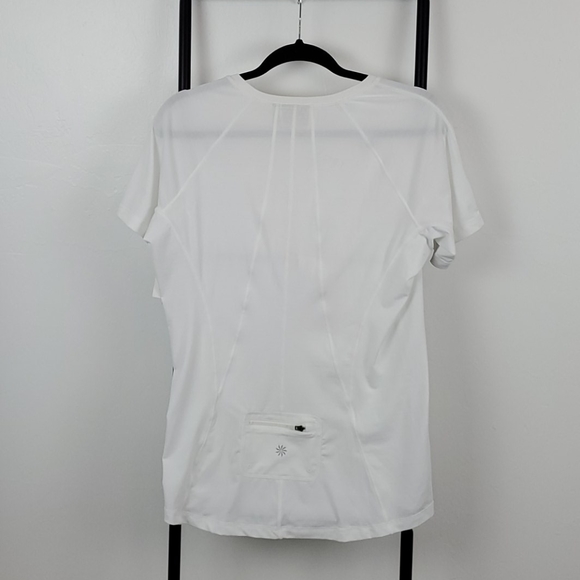 Athleta white UPF Unstinkable t-shirt 3/4 zipper short sleeve women size L New - Picture 4 of 12